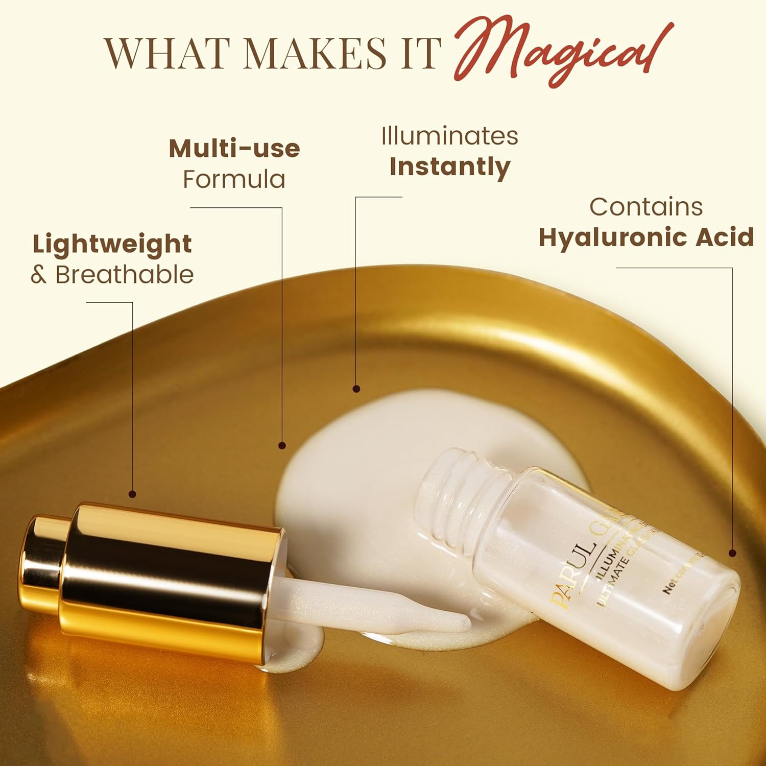 Pparul Garg Beauty Illuminating Drops – Hydrating Glow Serum with Hyaluronic Acid | Lightweight, Non-Greasy | Use as Primer, Highlighter & Glow Booster | Vegan & Cruelty-Free | 15ml