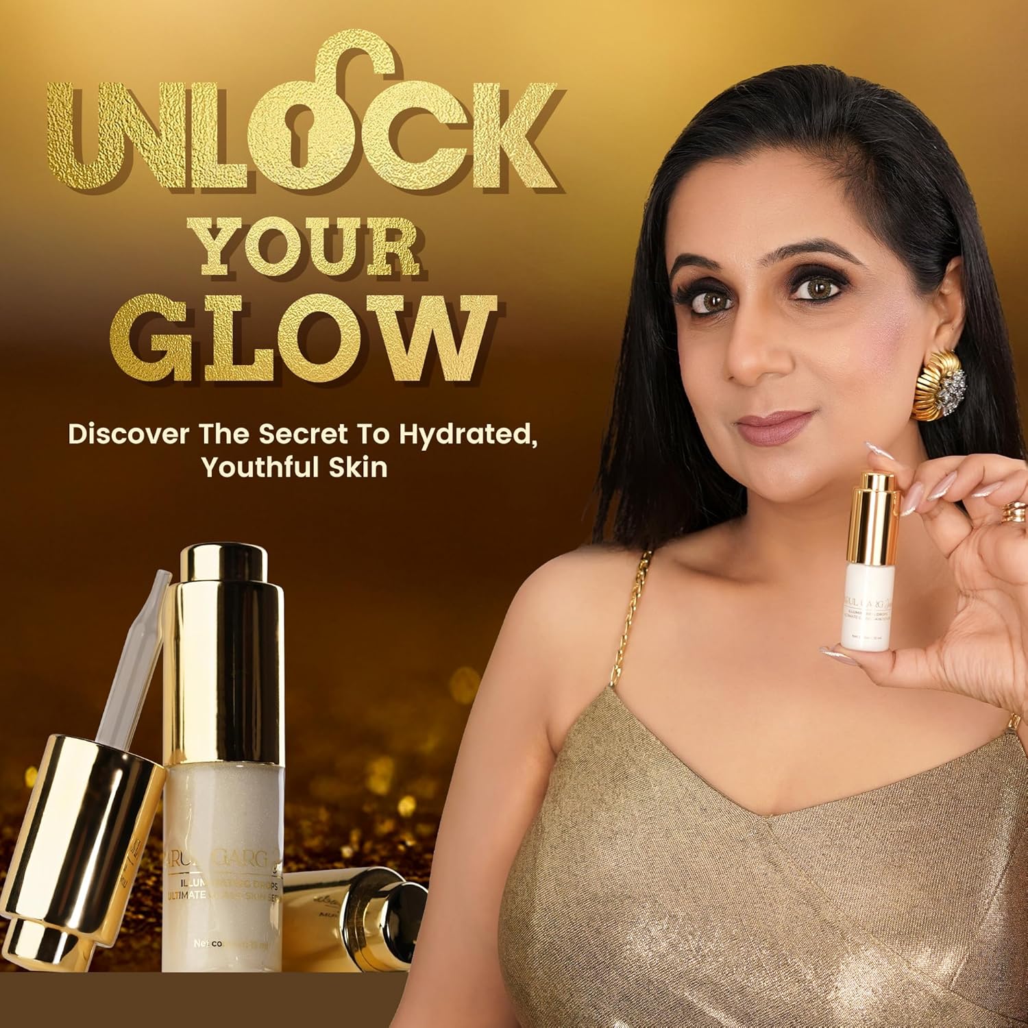 Pparul Garg Beauty Illuminating Drops – Hydrating Glow Serum with Hyaluronic Acid | Lightweight, Non-Greasy | Use as Primer, Highlighter & Glow Booster | Vegan & Cruelty-Free | 15ml