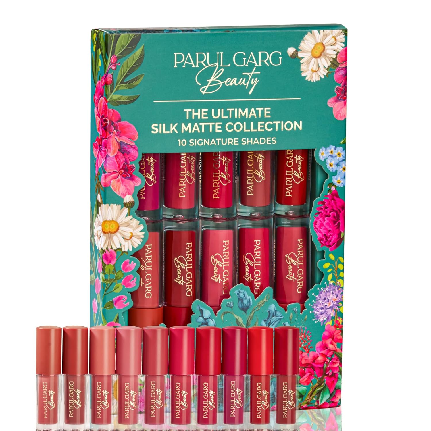 Parul Garg Beauty Ultimate 10-in-1 Mini Silk Matte Liquid Lipstick Set | Multicolor Lipsticks for Indian Skin Tone | Long-Lasting, Transfer-Proof | Perfect for Gifting, Weddings & Special Occasions | Travel Pack of 1