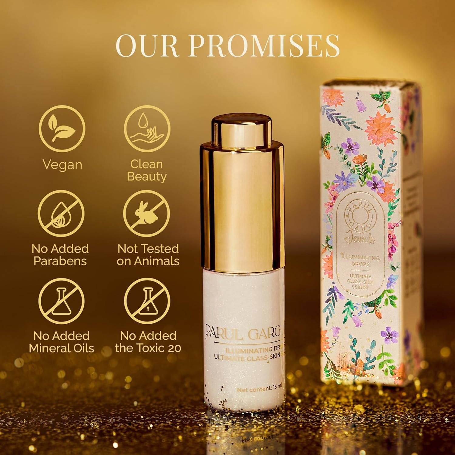 Pparul Garg Beauty Illuminating Drops – Hydrating Glow Serum with Hyaluronic Acid | Lightweight, Non-Greasy | Use as Primer, Highlighter & Glow Booster | Vegan & Cruelty-Free | 15ml