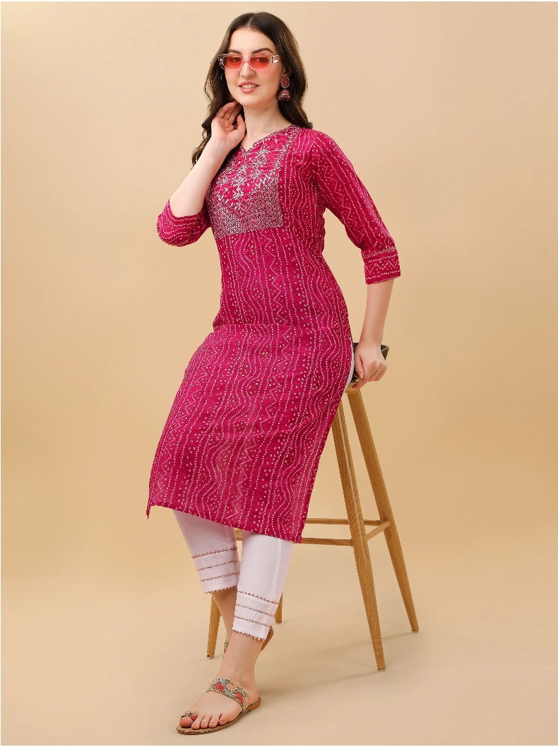 TRAHIMAM Cotton Blend Printed Kurti