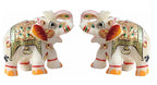Fashion Bizz Rajasthani Handmade Elephant Marble Pair Handicraft Decorative Showpiece - 6 cm