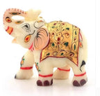Fashion Bizz Rajasthani Handmade Elephant Marble Pair Handicraft Decorative Showpiece - 6 cm